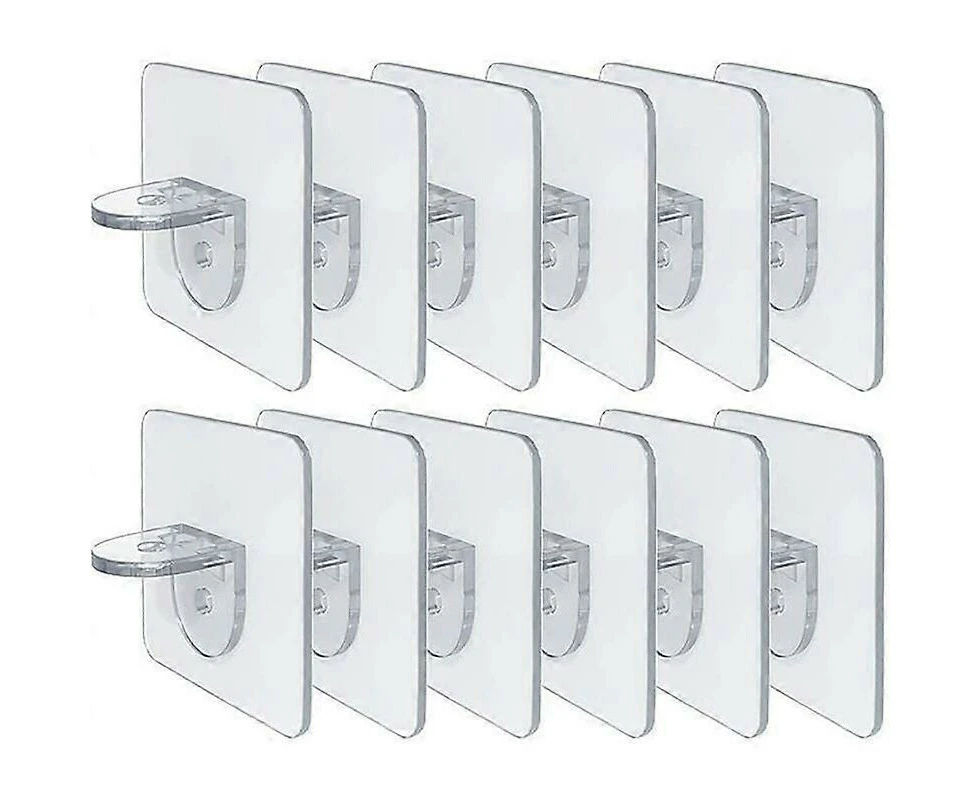 Punch-Free Shelf Bracket - Self Adhesive Shelf Clips for Kitchen Cabinets - Bookshelves - Heavy Duty Partition Brackets - Cabinet Support Pin - Clapb