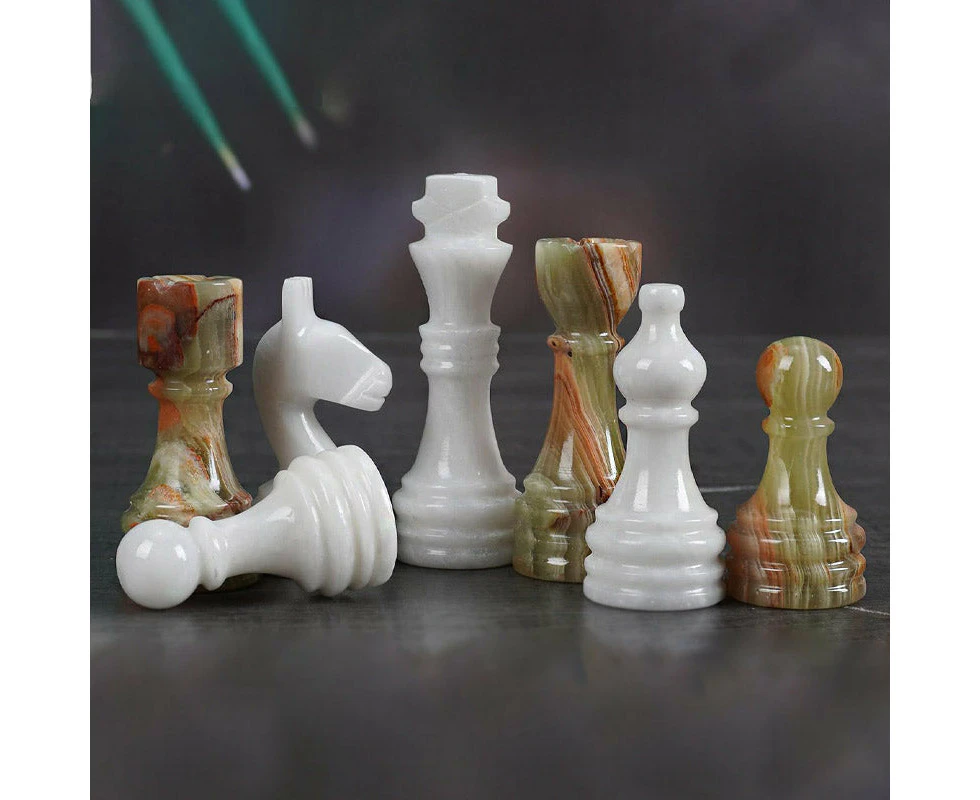 assic Marble 30cm Chess Set white and green - Marble Chess Pieces 3.5 Inch King Figures Handmade 32 Chess Figures - Suitable for 16-20 Inch Chess Game -...