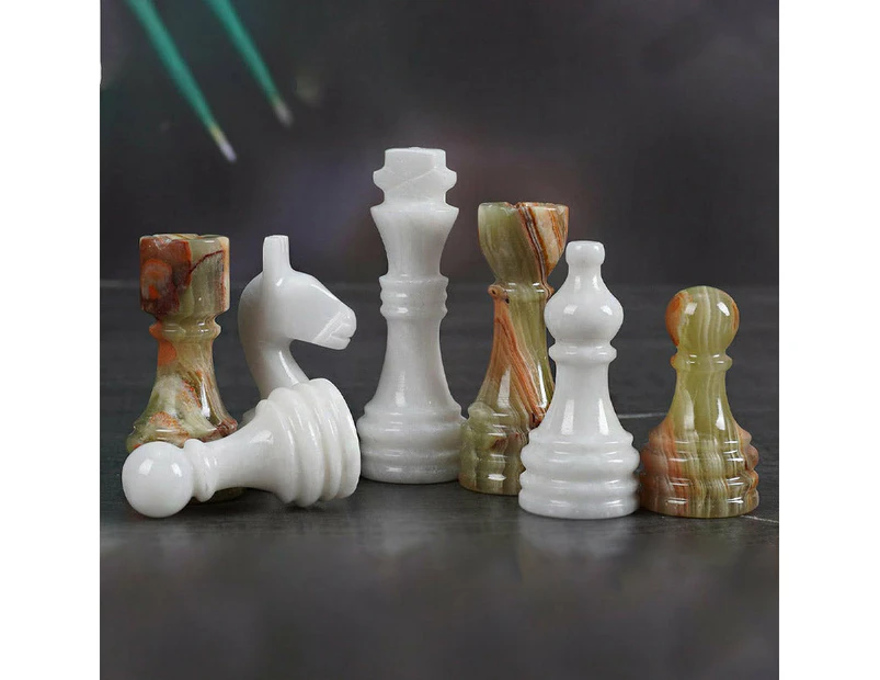 assic Marble 30cm Chess Set white and green - Marble Chess Pieces 3.5 Inch King Figures Handmade 32 Chess Figures - Suitable for 16-20 Inch Chess Game -...