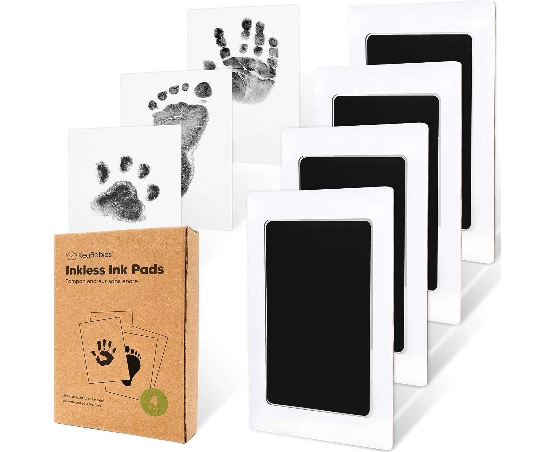 4-Pack Inkless Hand and Footprint Kit - Ink Pad for Baby Hand and Footprints - Dog Paw Print Kit, Dog Nose Print Kit - Baby Footprint Kit, Clean Touch Baby