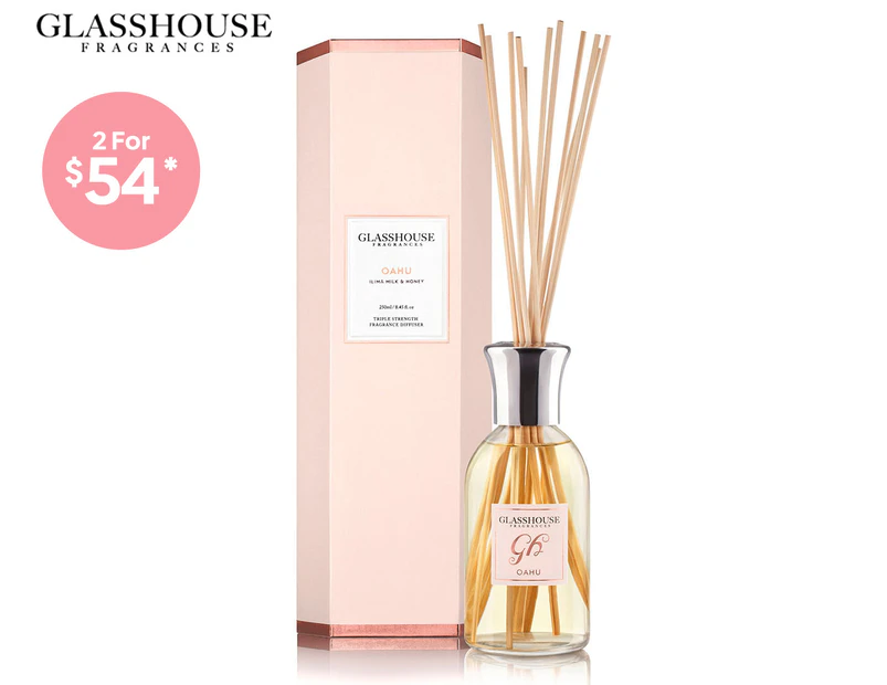 Glasshouse Fragrances Oahu Ilima Milk & Honey Triple Strength Reed Diffuser 250mL