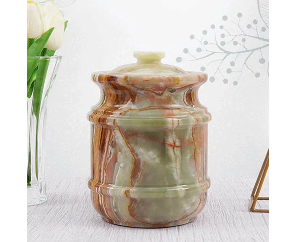 Marble Urn 20 CM Handmade Perfect Memorials Cremation Urns for Human Or Dog Ashes - Urns for Ashes Adult Female - Green