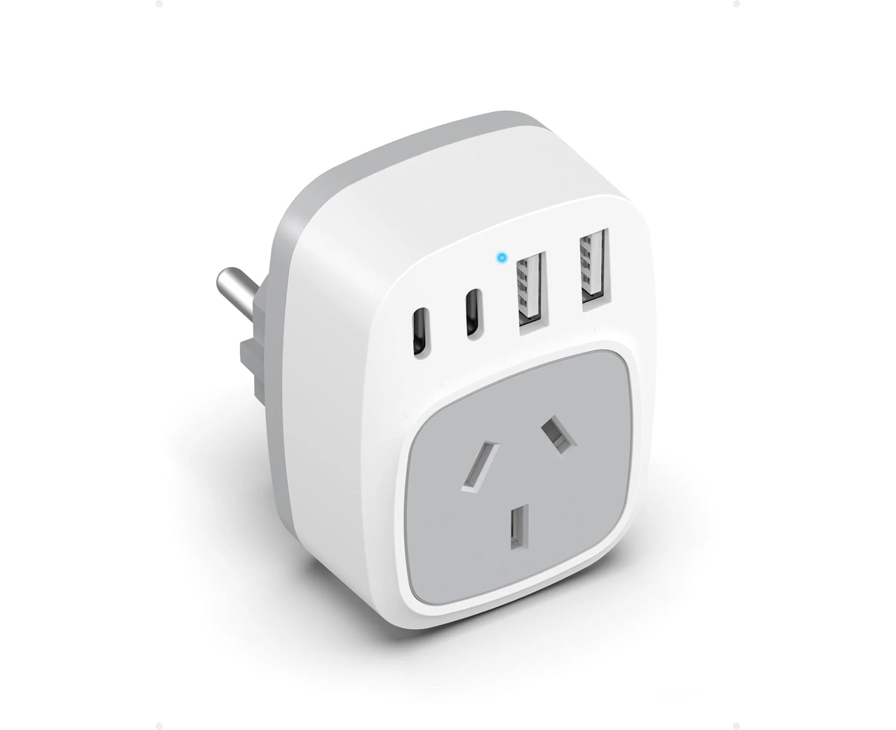 Yundian AU to EU Travel Adapter with 2 USB C Ports and 2 USB A, Autralia to European Travel Plug,Type E/F Travel Power Plug for Germany,Bali,Spain,France,