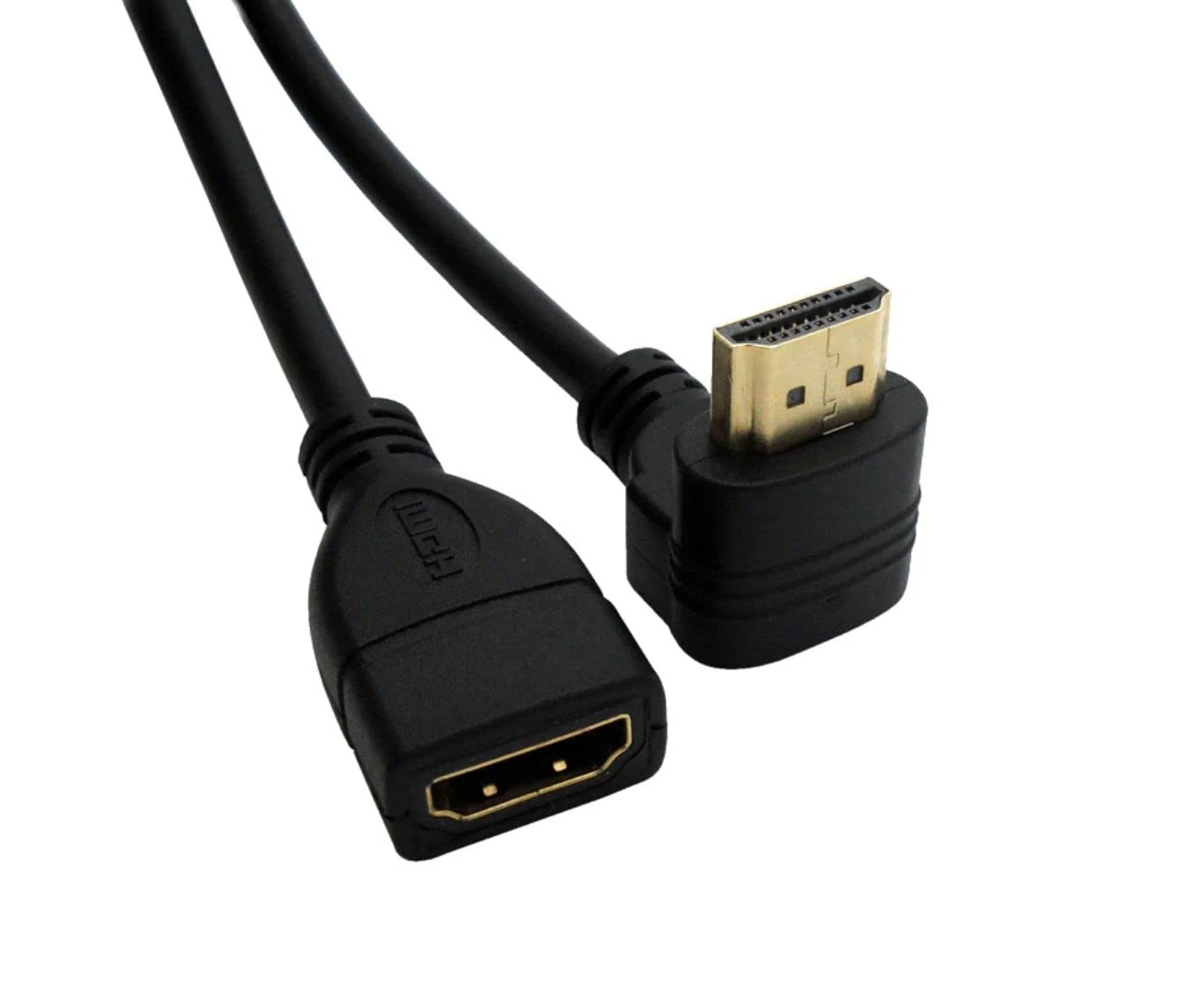 CY up Angled 90 Degree Connector HDMI 1.4 with Ethernet & 3D Type A Male to A Female Extension Cable 0.5m