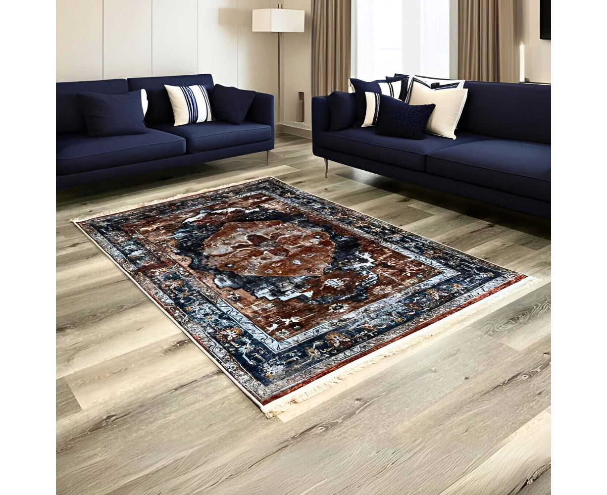 Blue Brown Opulent Turkish Turkey Made Floor Carpet Rugs Modern Carpet Rug Large Bedroom Living Room Anti-Slip