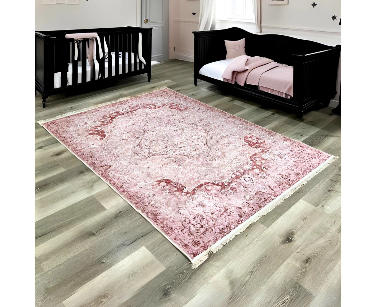 Pink Lisbon Turkish Turkey Made Floor Carpet Rugs Traditional Carpet Rug Large Bedroom Living Room Anti-Slip Modern