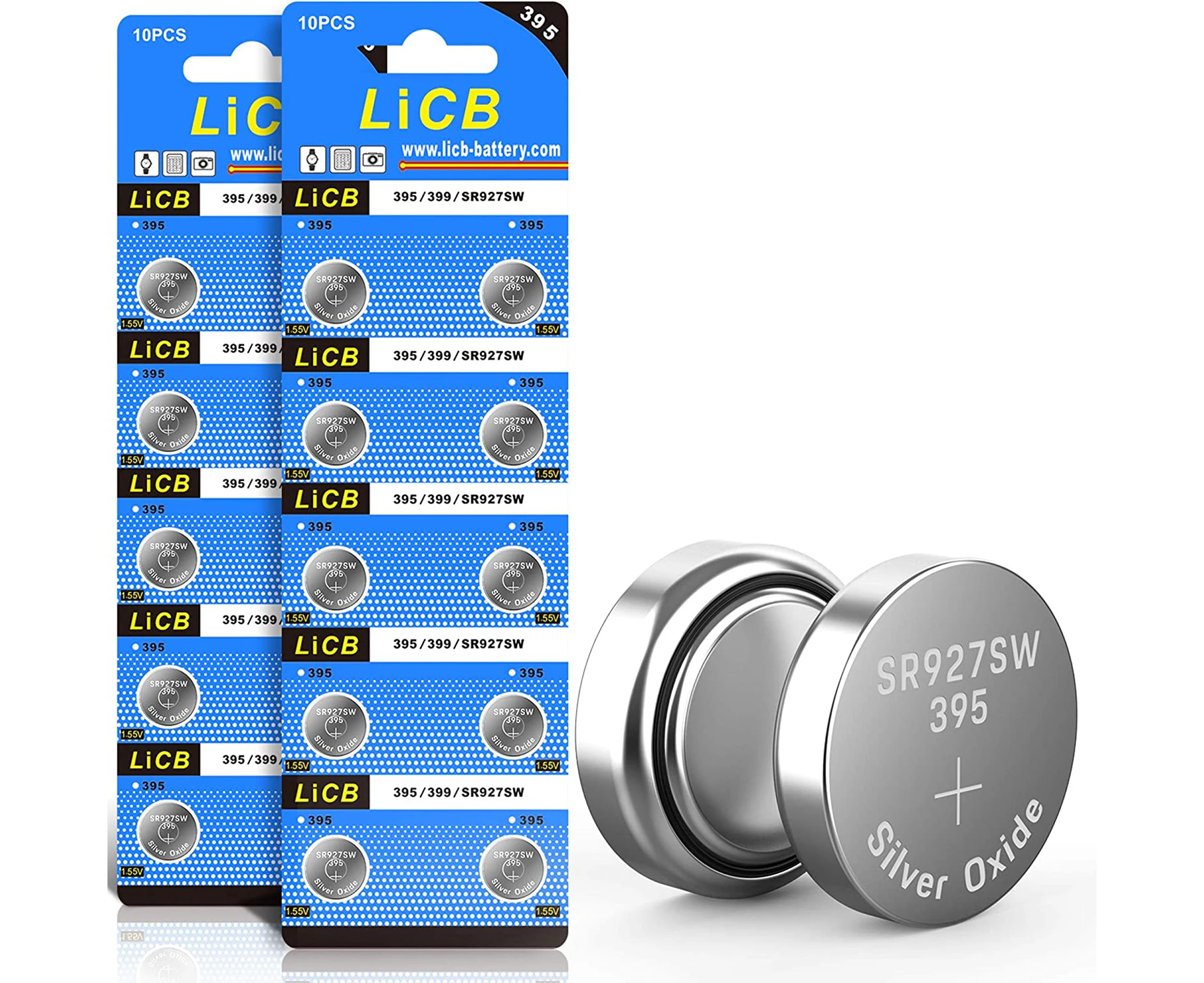 LiCB 20 Pack SR927SW 395 399 AG7 Battery 1.5V Watch Batteries