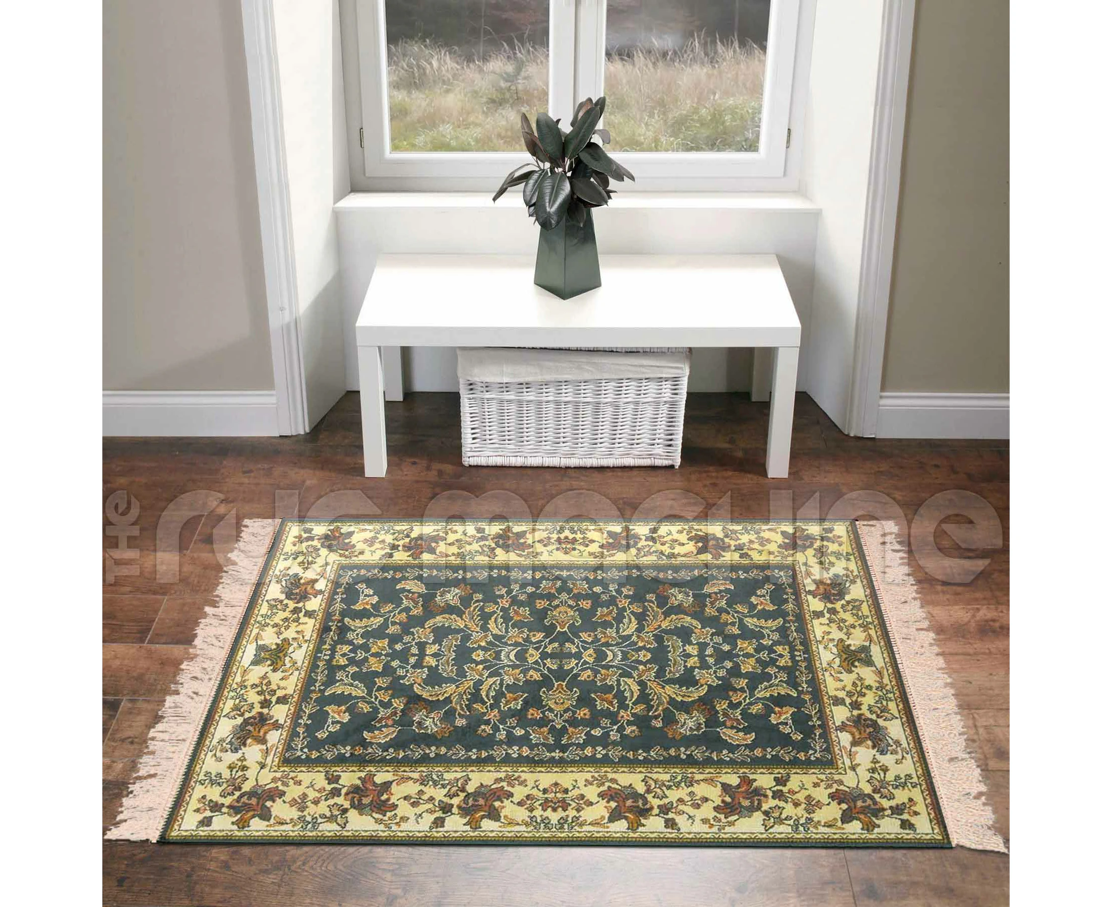 ANKARA PERSIAN DARK GREEN THIN ART-SILK FLOOR RUG (S) 137x200cm