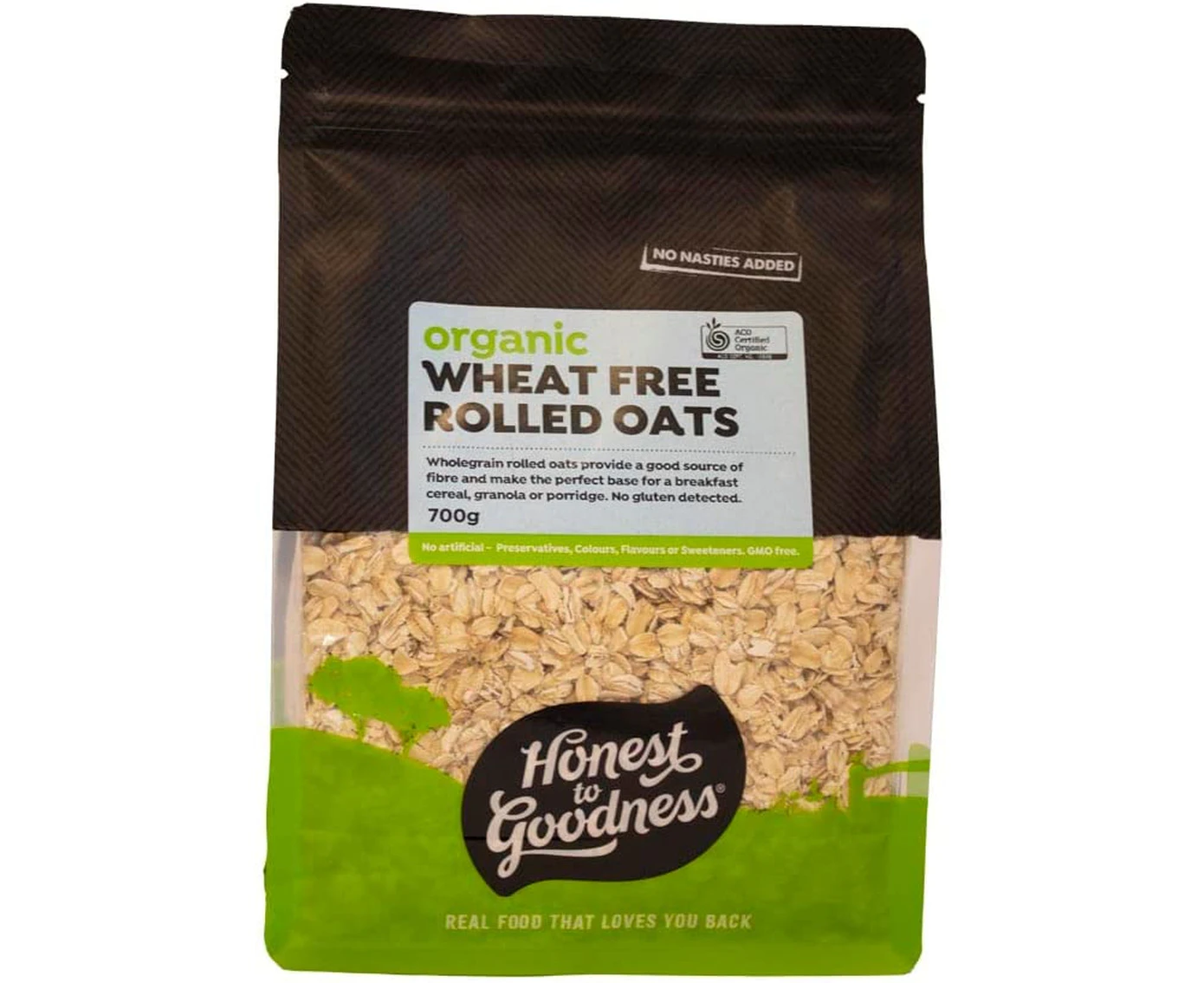 Honest to Goodness, Organic Wheat Free Rolled Oats, 700 g - Sustainably Grown, 100% Pure and Organic. Natural Source of Protein and Fibre. Extremely Versat