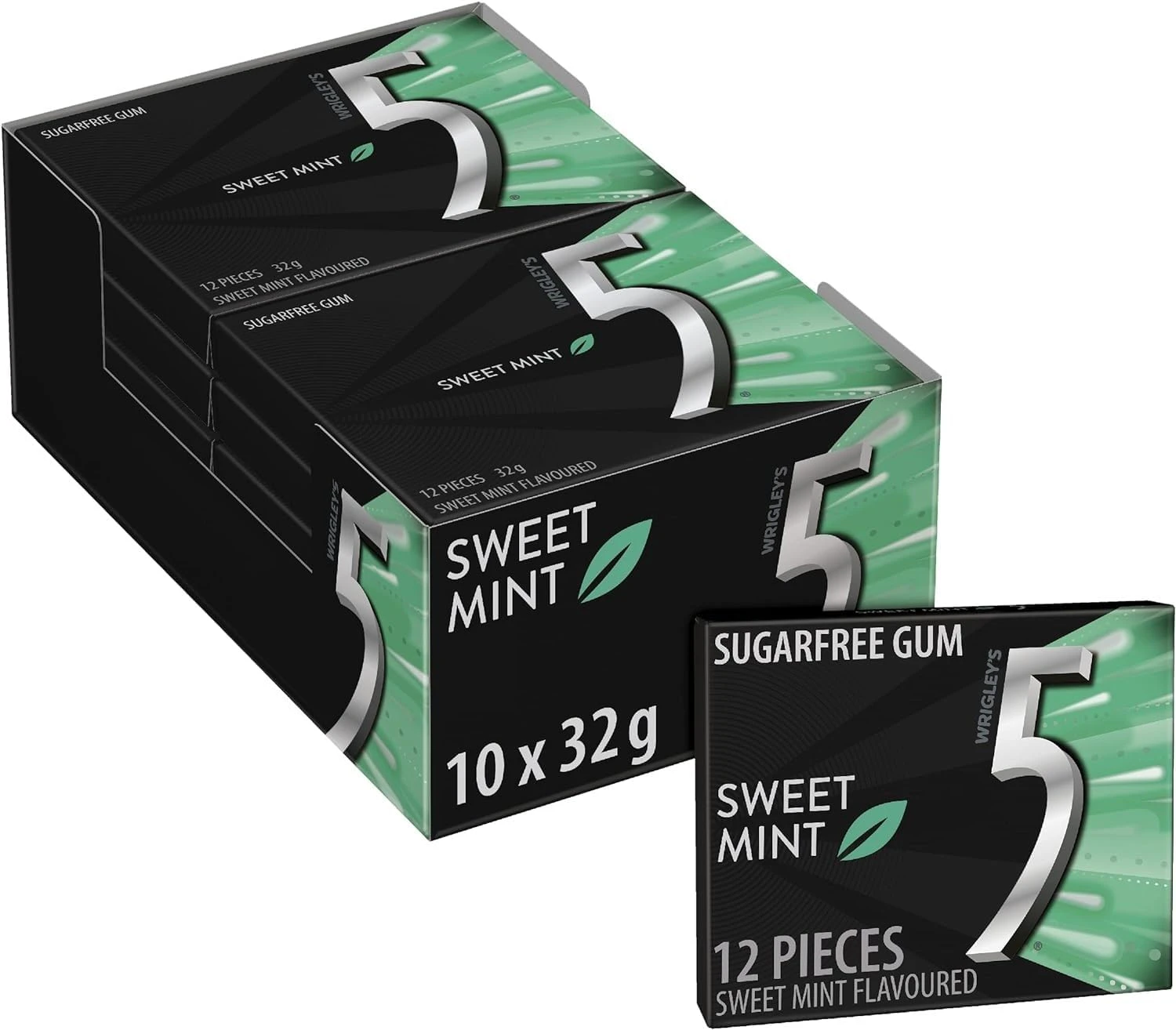 5 Gum Sweet Mint, Sugar Free Chewing Gum, 12-Piece Pack (12 pack)