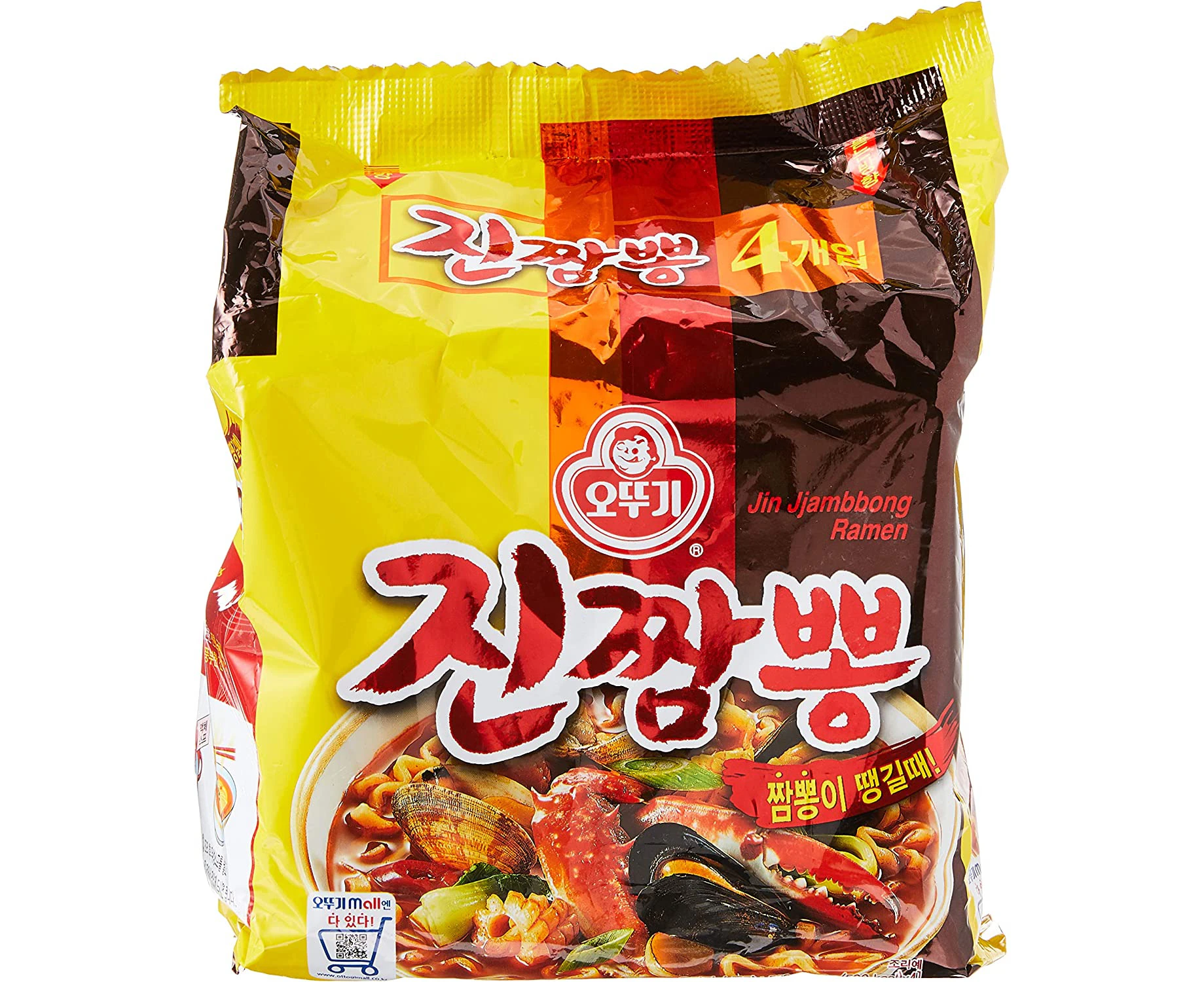 Ottogi Jin Seafood Spicy Ramen Noodle 4 Packets, 520 g