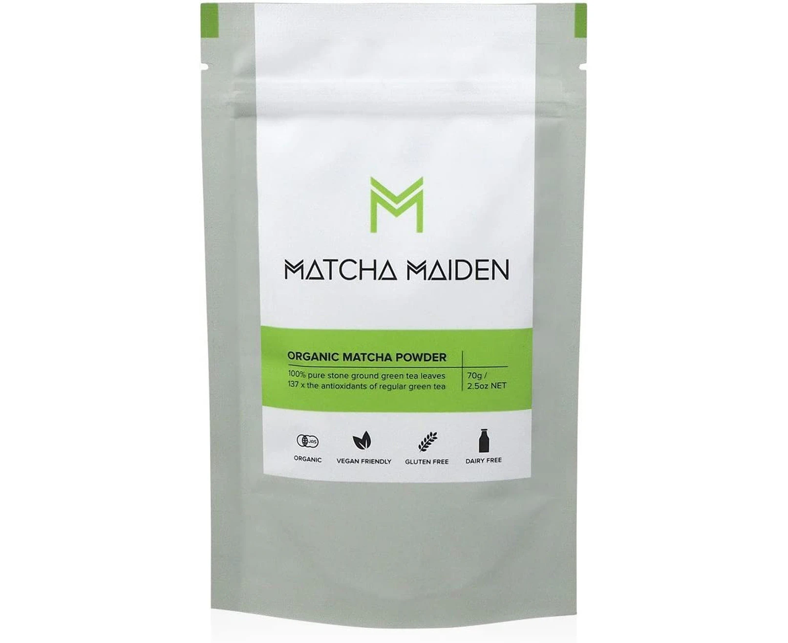 Matcha Maiden Organic Matcha Powder - 70g. Organic Japanese Matcha made from 100% Pure Stone Ground Green Tea Leaves