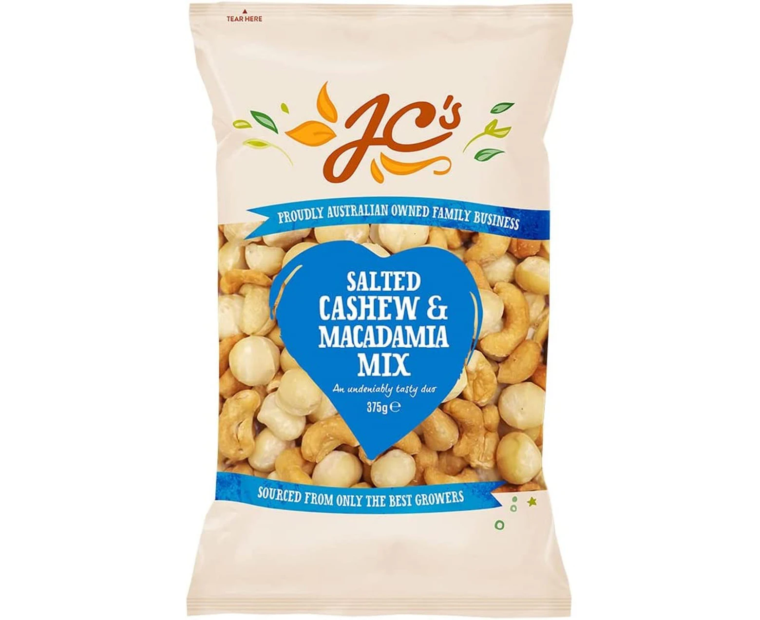 J.C.'S QUALITY FOODS Salted Macadamia and Cashew Nut Mix, 375 g