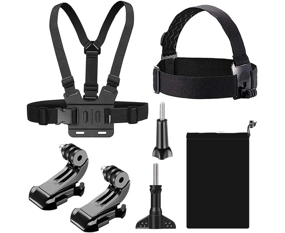 T Tersely [7 in 1] Head + Chest Harness Strap Mount for GoPro Hero 12 11 10 9 8 7 Black 6 5 4 DJI Osmo Action 2 3 SJCAM Xiaomi Yi Sport Camera, with Quick