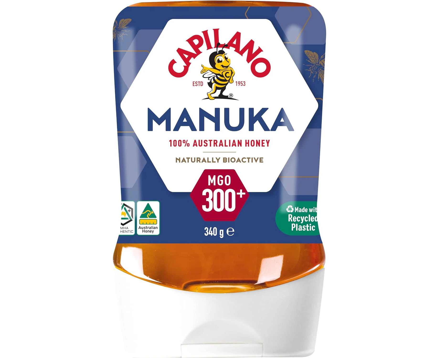 Capilano Active Manuka Honey, 100% Pure Australian Honey, Premium Honey, MGO300+, 340g