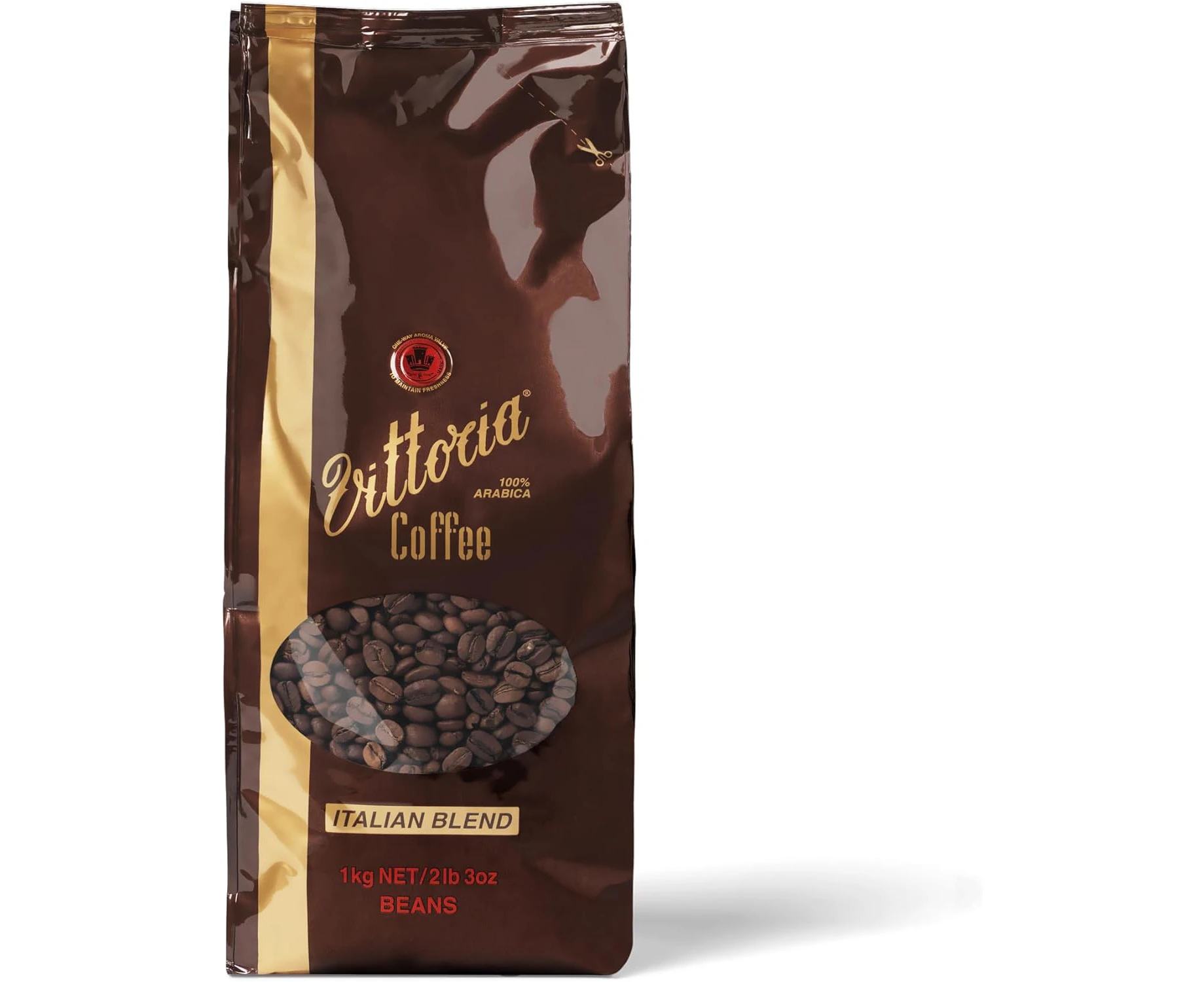 Vittoria Coffee 100% Arabica Italian Blend Espresso Coffee Beans 1 kg. Honey & Toasty Notes with a Medium Intensity, Perfect for Home Espresso Machines.