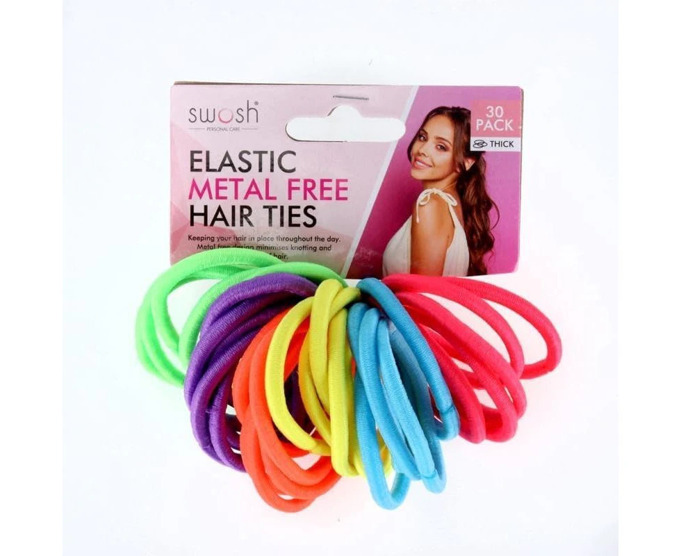 Swosh Metal Elastic Free Hair Ponytail, Multicolour (Pack of 30)