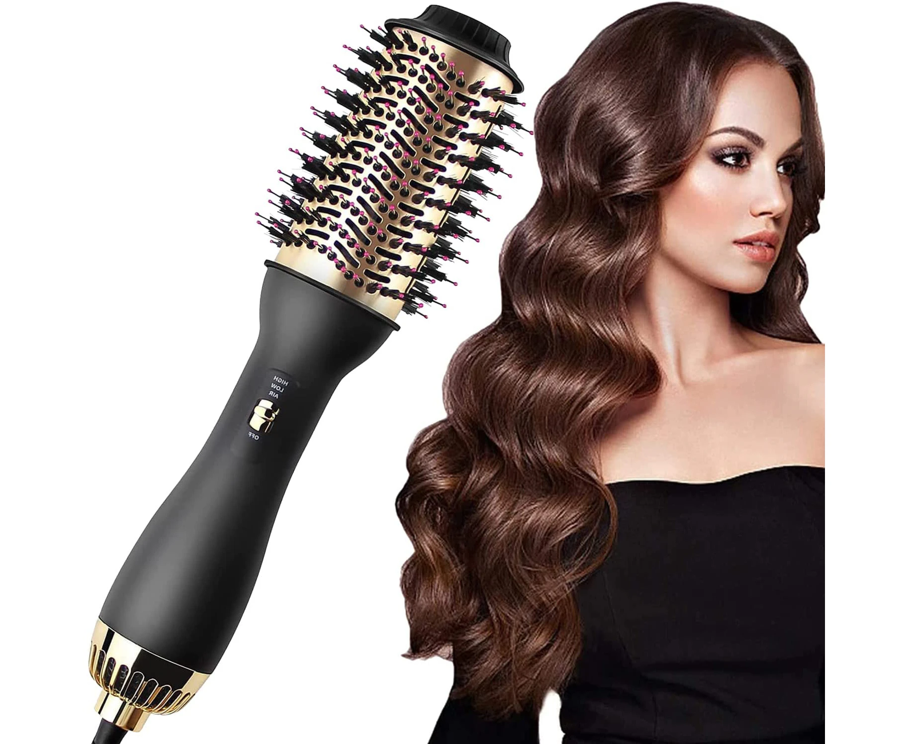 Professional Blowout Hair Dryer Brush, Upgraded 4-in-1 One Step Hot Air Brush, Hair Dryer & Volumizer & Volumizing Styler Comb, Negative Ion Straightening