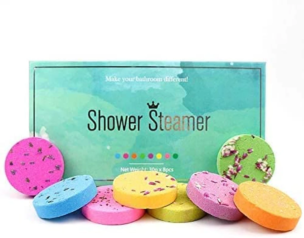 Uandhome Scented Shower Steamers Tablets, Shower Bombs Aromatherapy Vapor Steam Tablets for Stress Relief, Set of 8 Shower Steamers Tablets with Essential