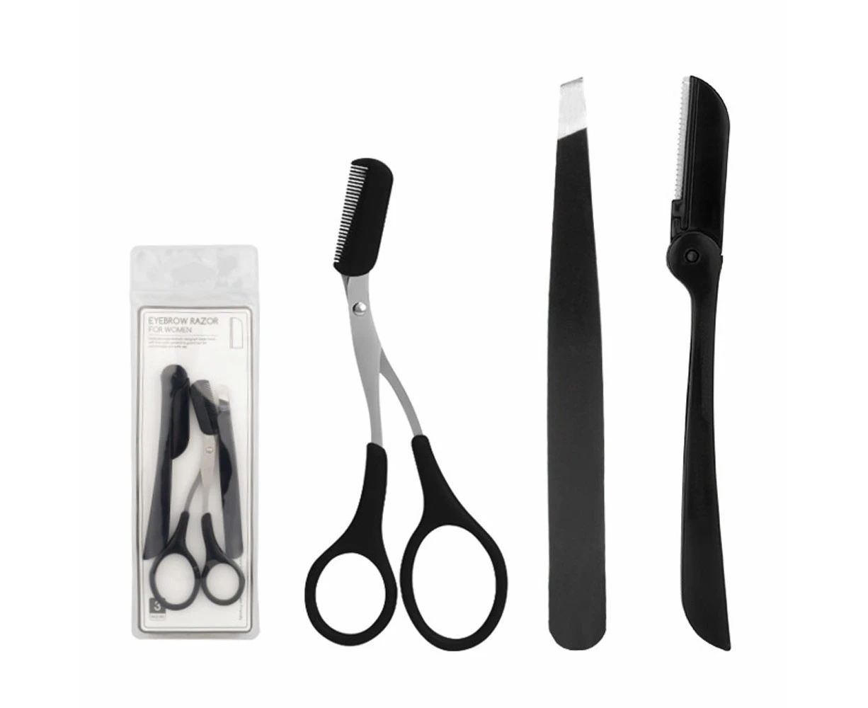 3-in-1 Eyebrow Scissors Kit，Scissors Set for Women's Eyebrow Combing,Multifunctional Beauty Tool