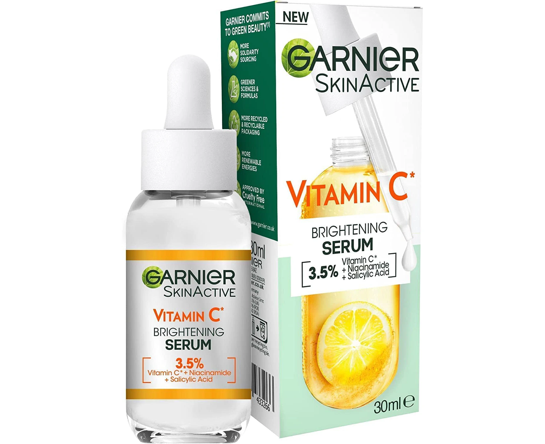 Garnier Skin Active, Face Serum, Brightening & Anti-Dark Spots, 3.5% Vitamin C, 30 ml