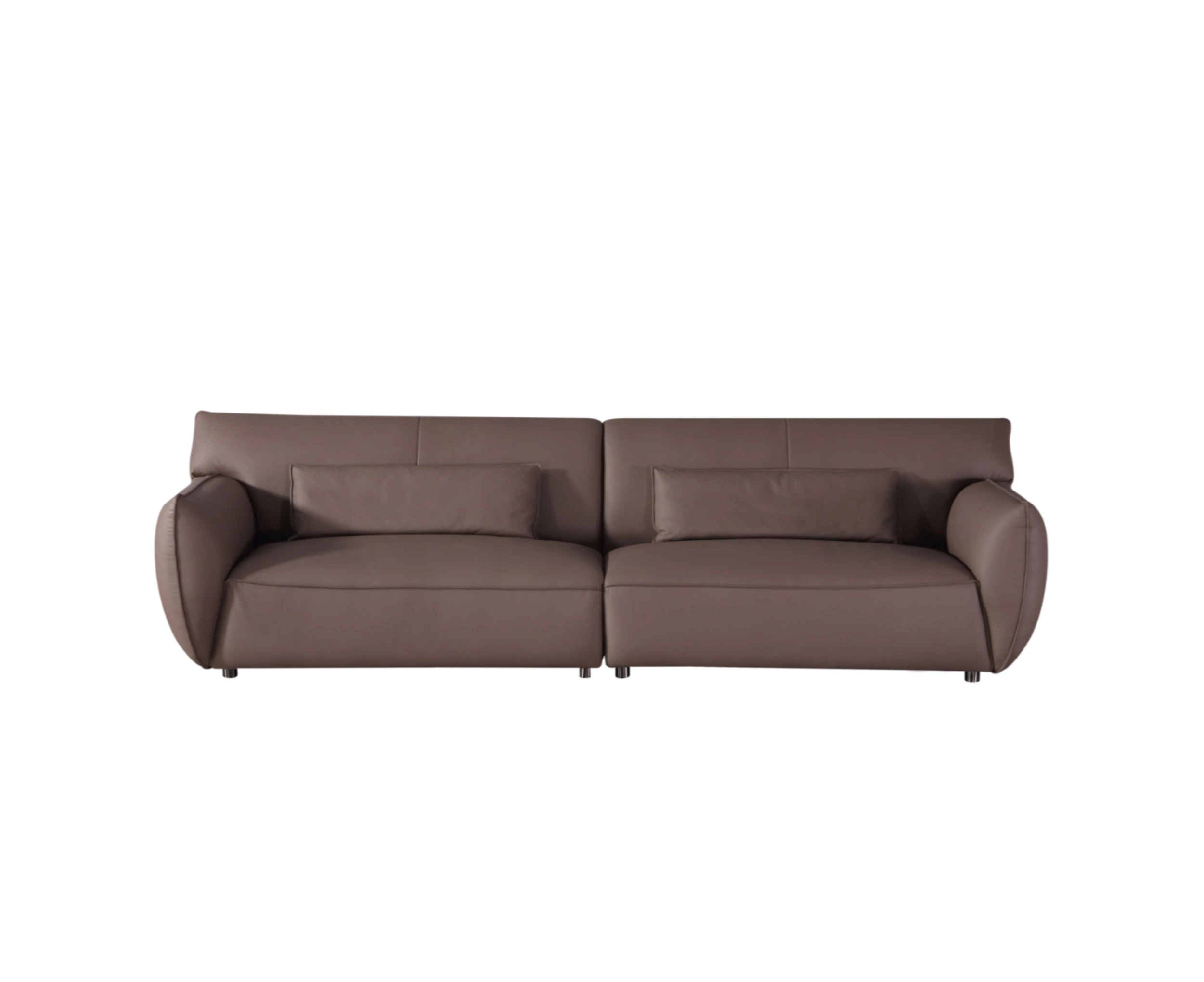 YZH Leather Upholstery Three Seater Sofa/Cushions/Steel Legs