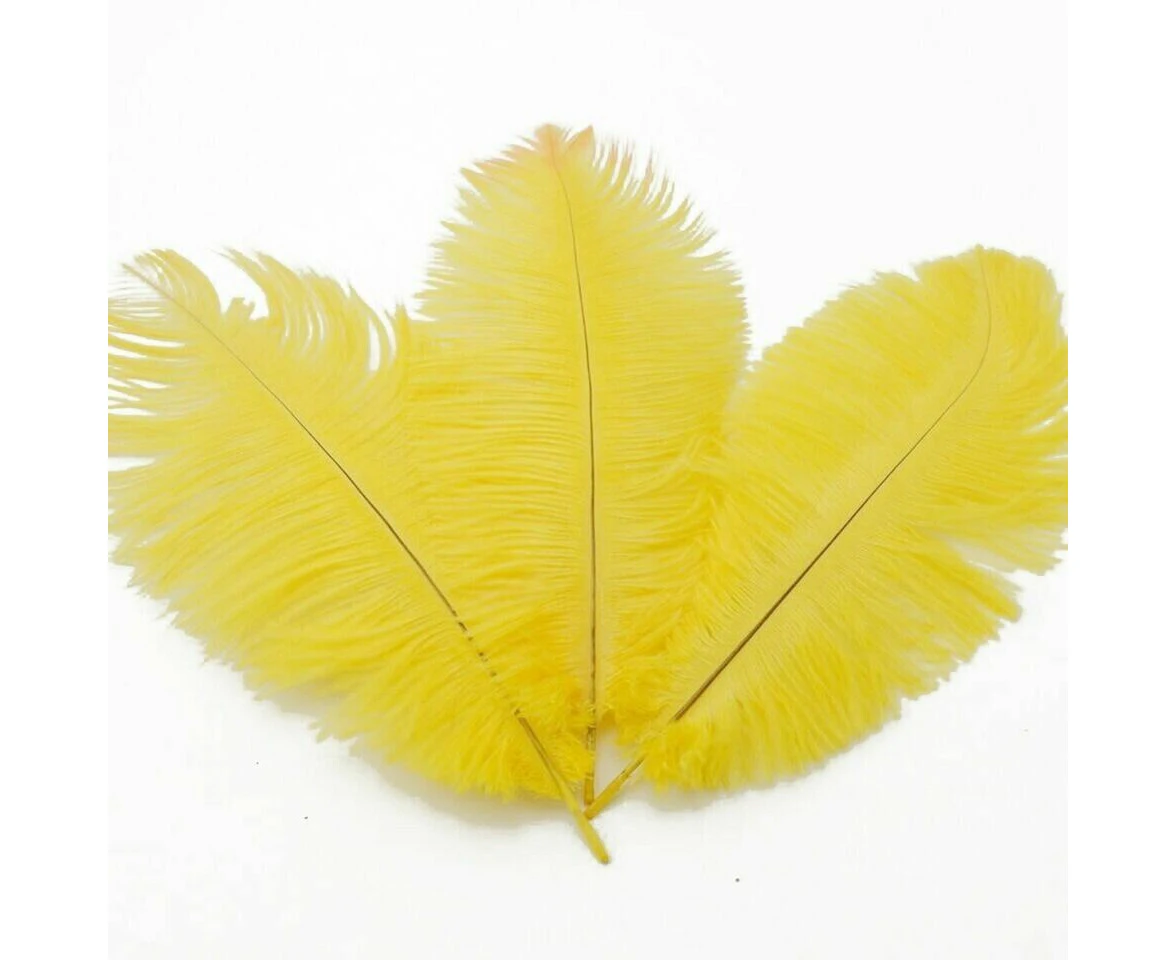 5pcs Ostrich Feather 25-30cm DIY Crafts Feathers Wedding Party Decor Yellow