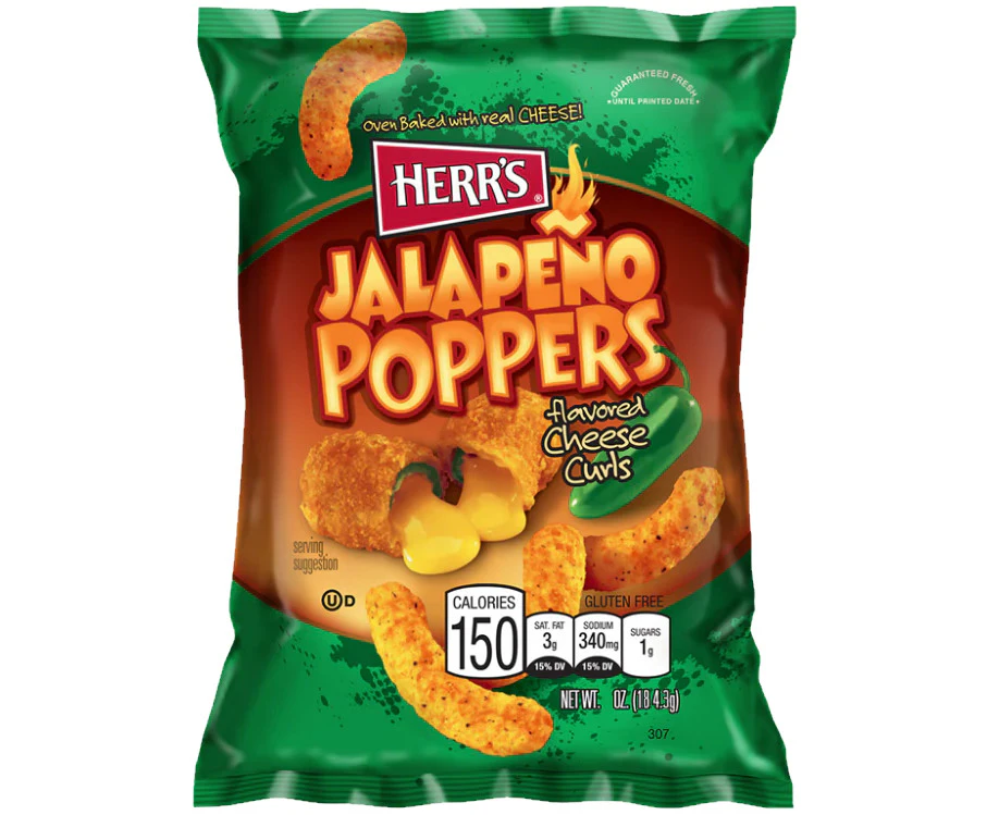 12 x Herr's Jalapeno Poppers Flavoured Cheese Curls 170g