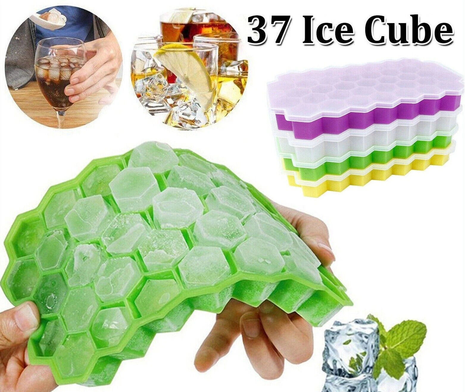 1pc 37 Ice Cube Tray Ball Maker Mould Mold Sphere Whiskey Bar Silicone Assorted