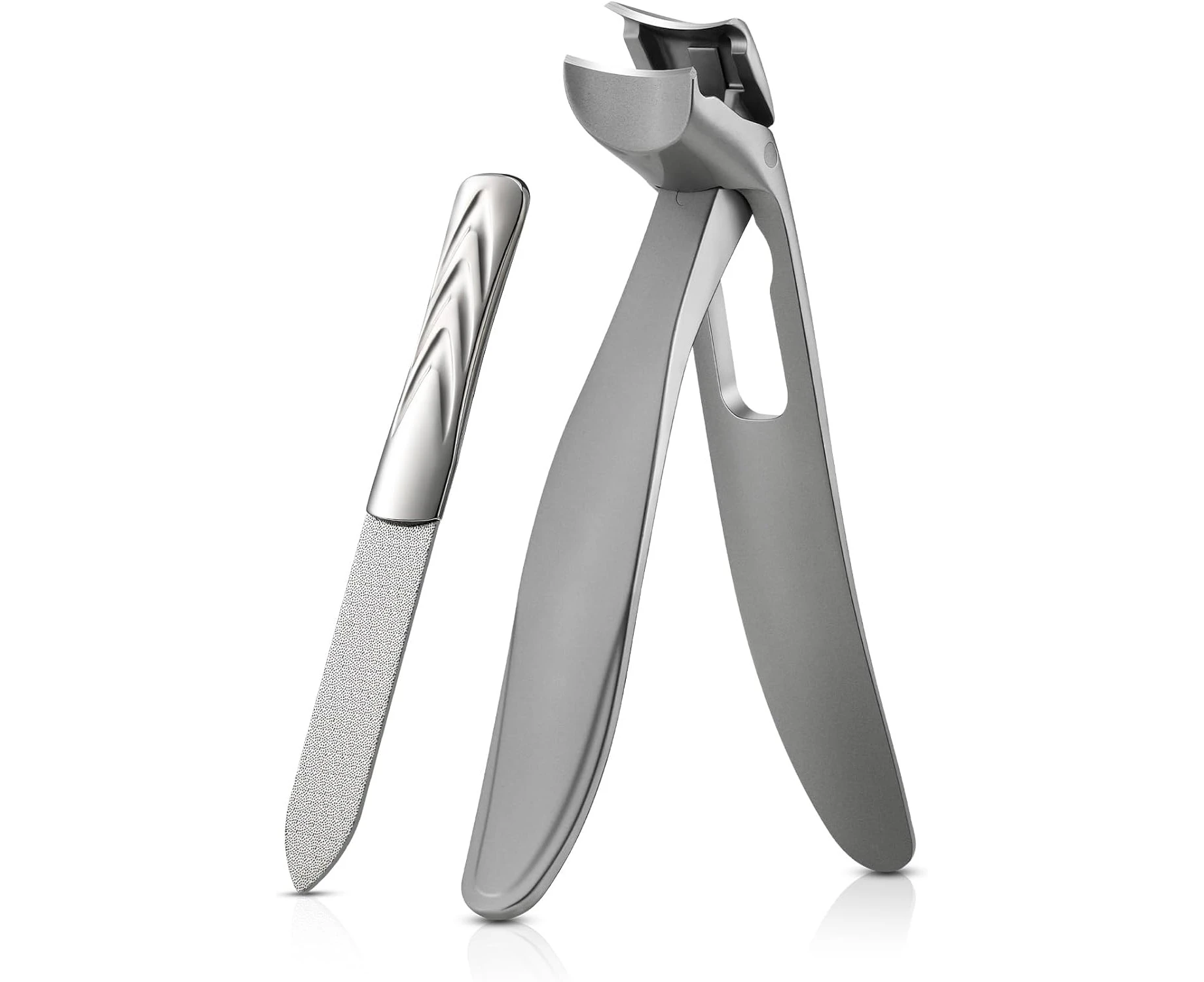 BEZOX Angled Head Nail Clippers for Seniors - Ergonomic Toenail Clipper for Thick Nails, Premium Steel Nail Cutter Trimmer with Catcher for Men and Women -