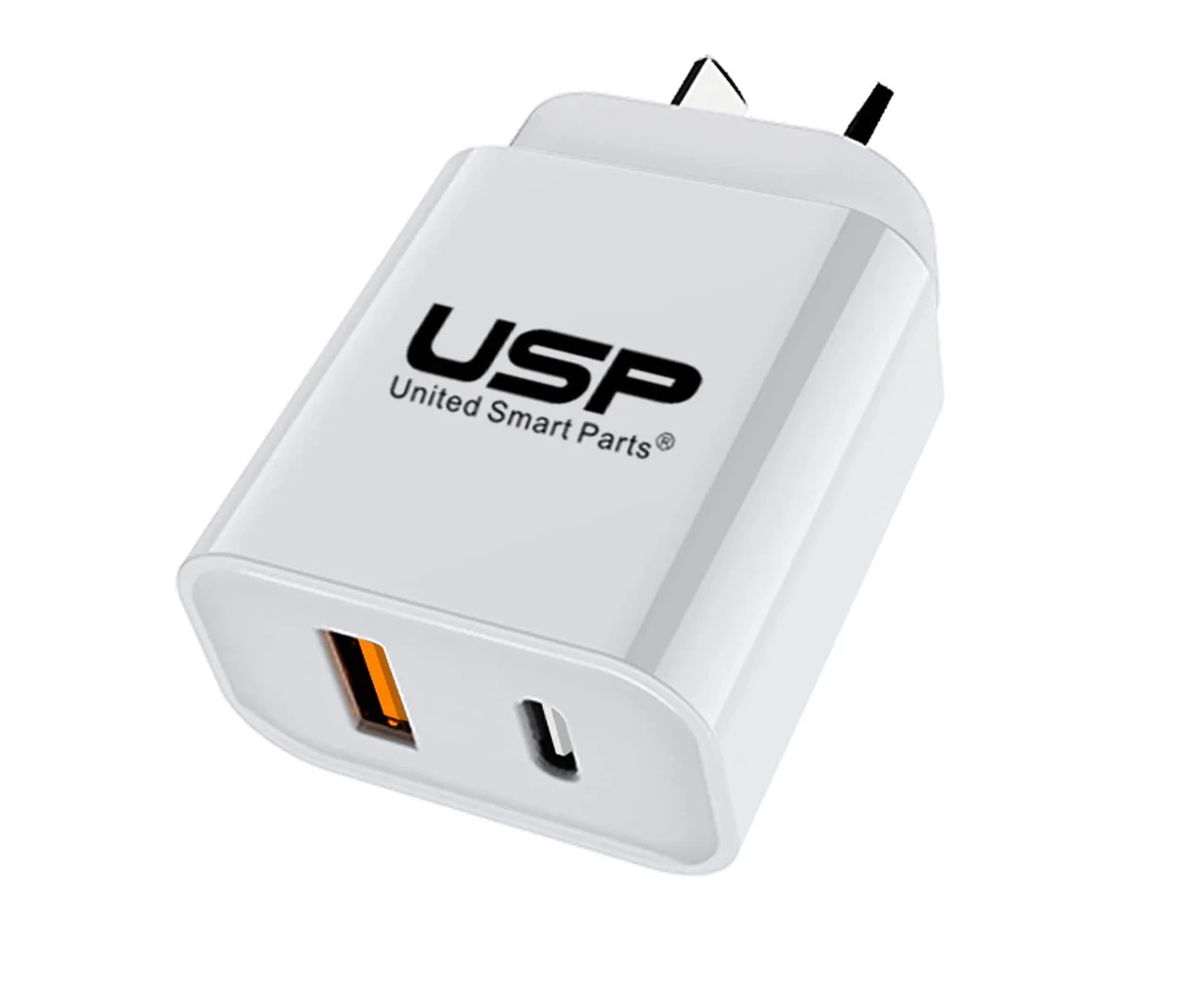 USP 20W QC 3.0 Dual Port USB-A USB-C PD Fast Wall Charger - White (6976552041751)