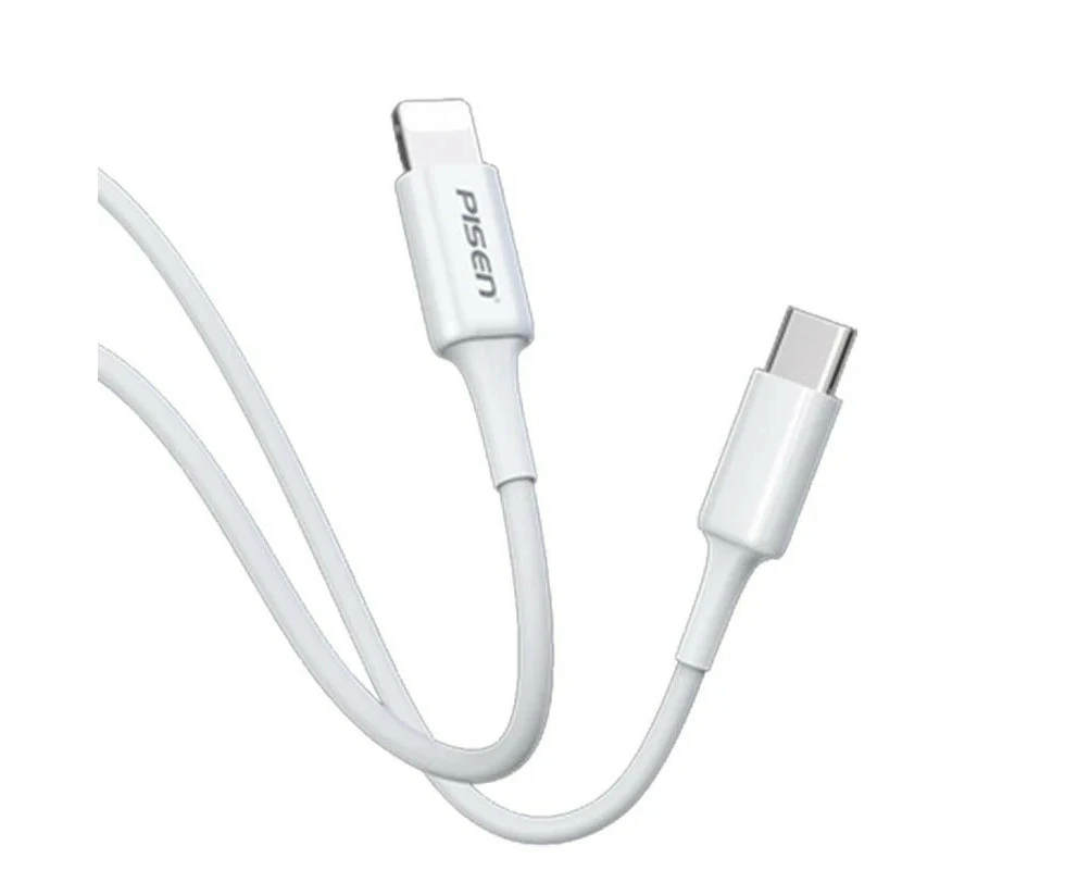 Pisen Mr White USB-C to Lightning  PD Fast Charge Cable (2M) White - Support Data Sync Durable Samsung GalaxyApple iPhoneiPadMacBookGoogleOPPO