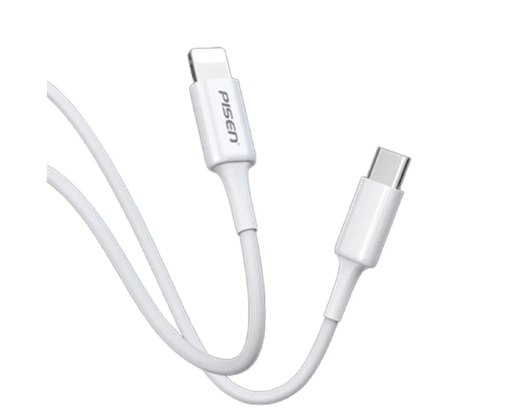 Pisen Lightning to USB-C Cable (1M) White - Support Safe Charge 2.4A Stretch-Resistant Reinforced Durable Apple iPhone iPad MacBook