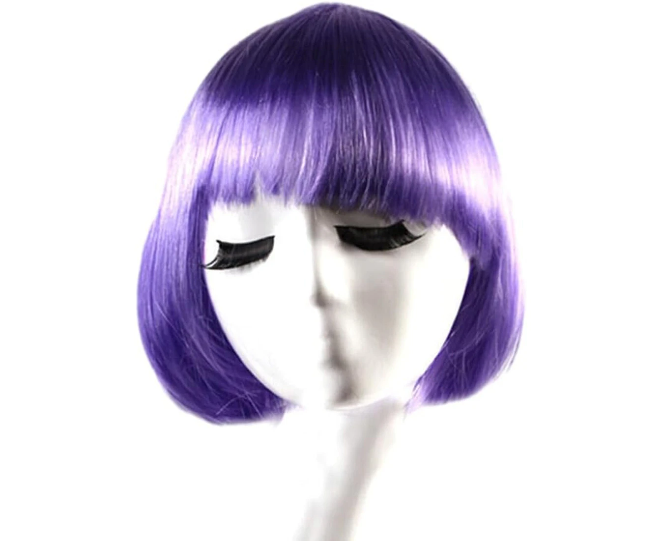 AIMALL Womens Short Straight BOB Sleek Hair with Bang Synthetic Cosplay Wig Wigs Party - Vibrant Synthetic Hair