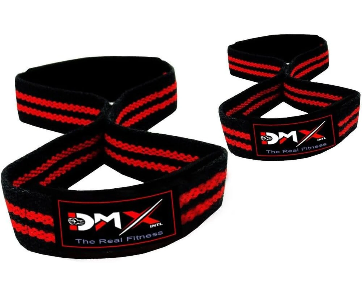 DMX INTL Figure 8 Lifting Straps Premium Quality Neoprene Padded Wrist Support Bar Strap Ideal for Deadlifting, Squat, Heavy Weightlifting, Shrugs