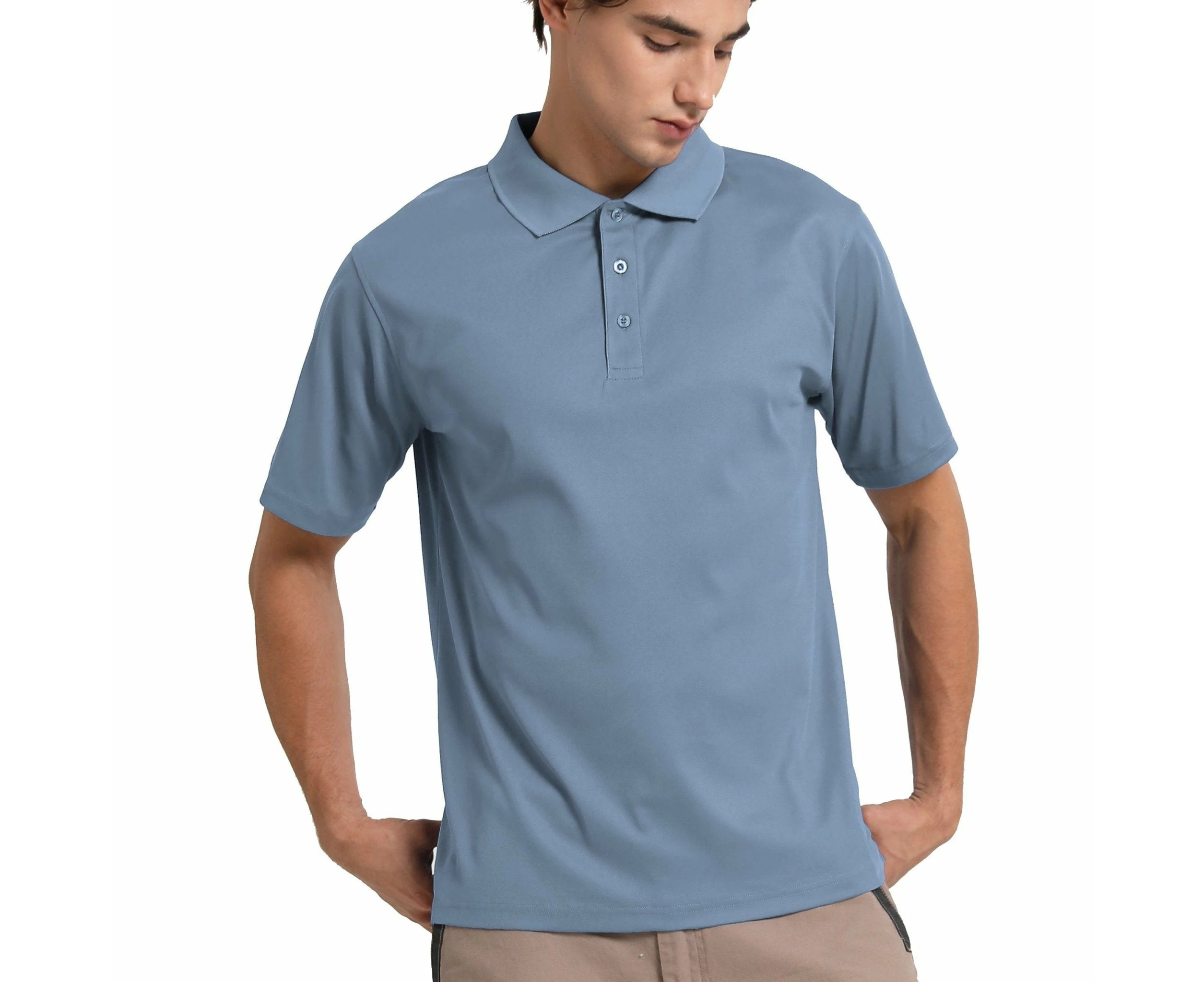 Cotton Blend Polo Shirts Plain Solid Colour Golf Shirt Short Sleeve Pique Classic Fit