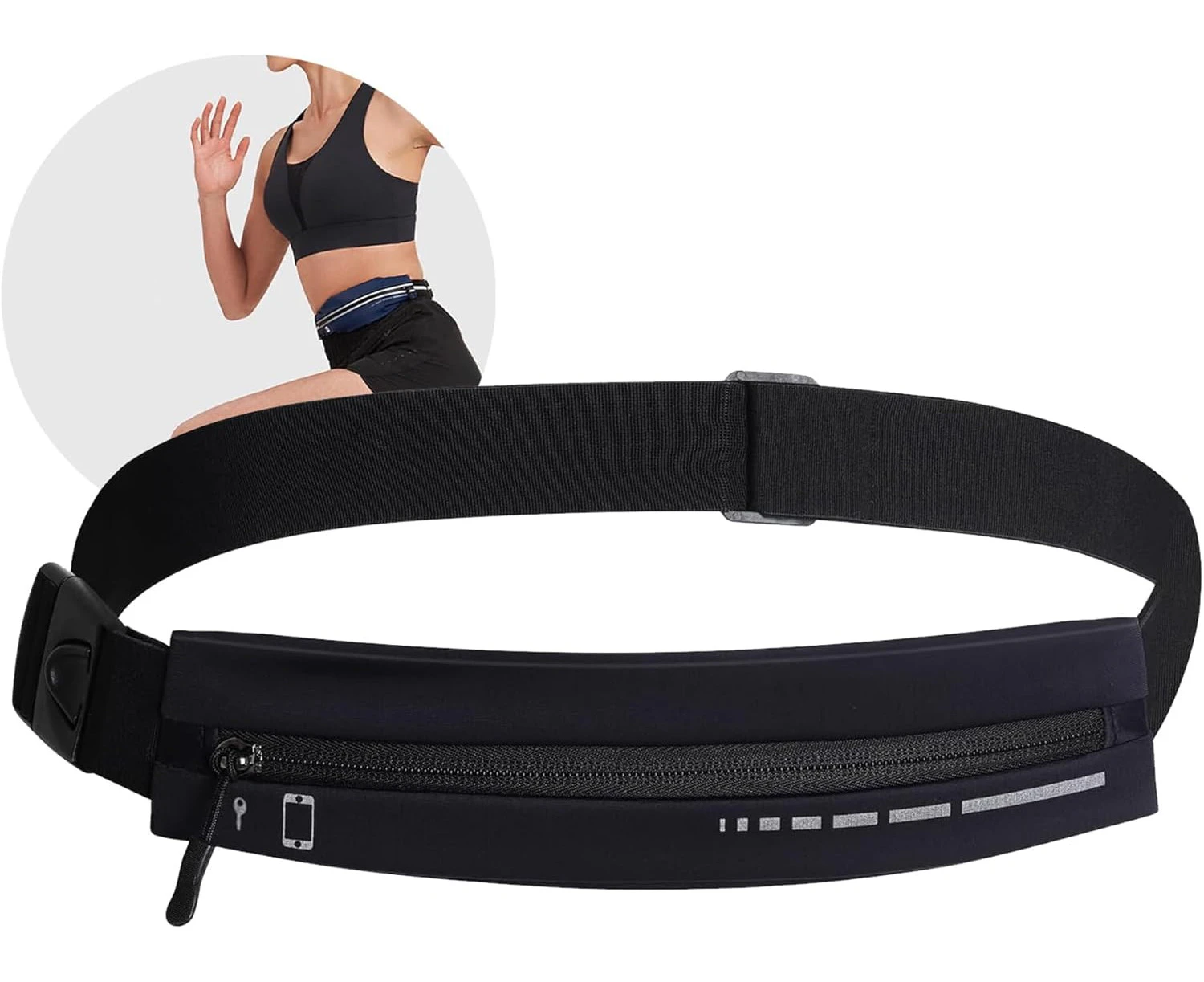 Slim Running Belt Fanny Pack for Men Women, Phone Holder for Running Water Resiatant Adjustable Waist Reflective Running Accessories for Sport, Money Belt