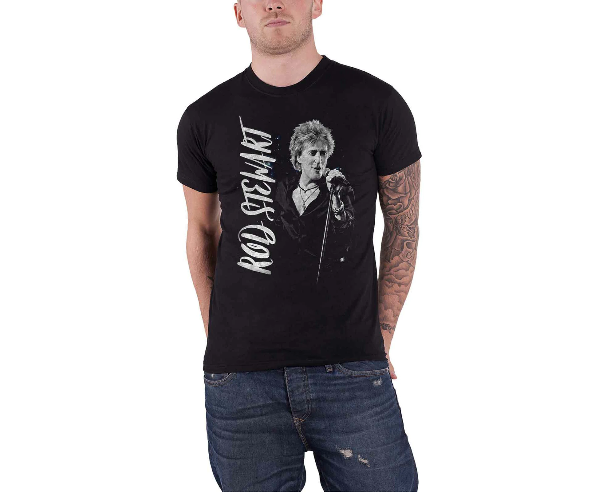 Rod Stewart T Shirt Admat Portrait Live Logo  Official Mens