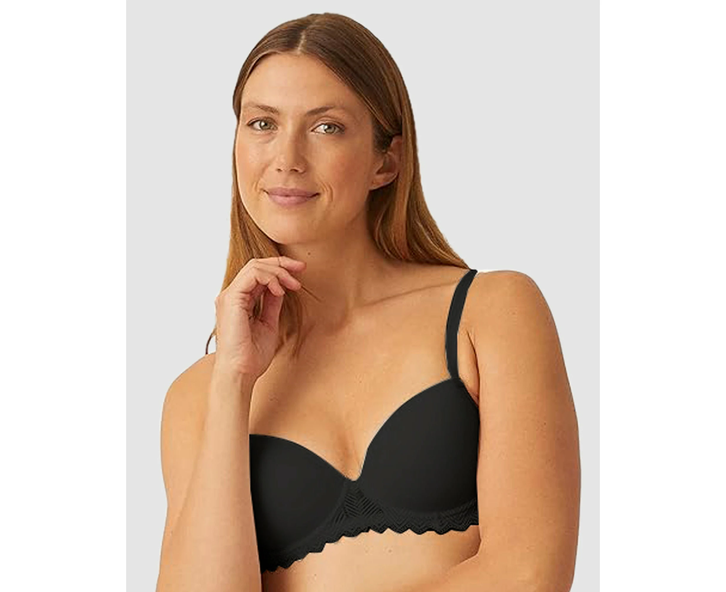 Naturana Seamless Padded Underwire T-Shirt Bra With Lace in Black