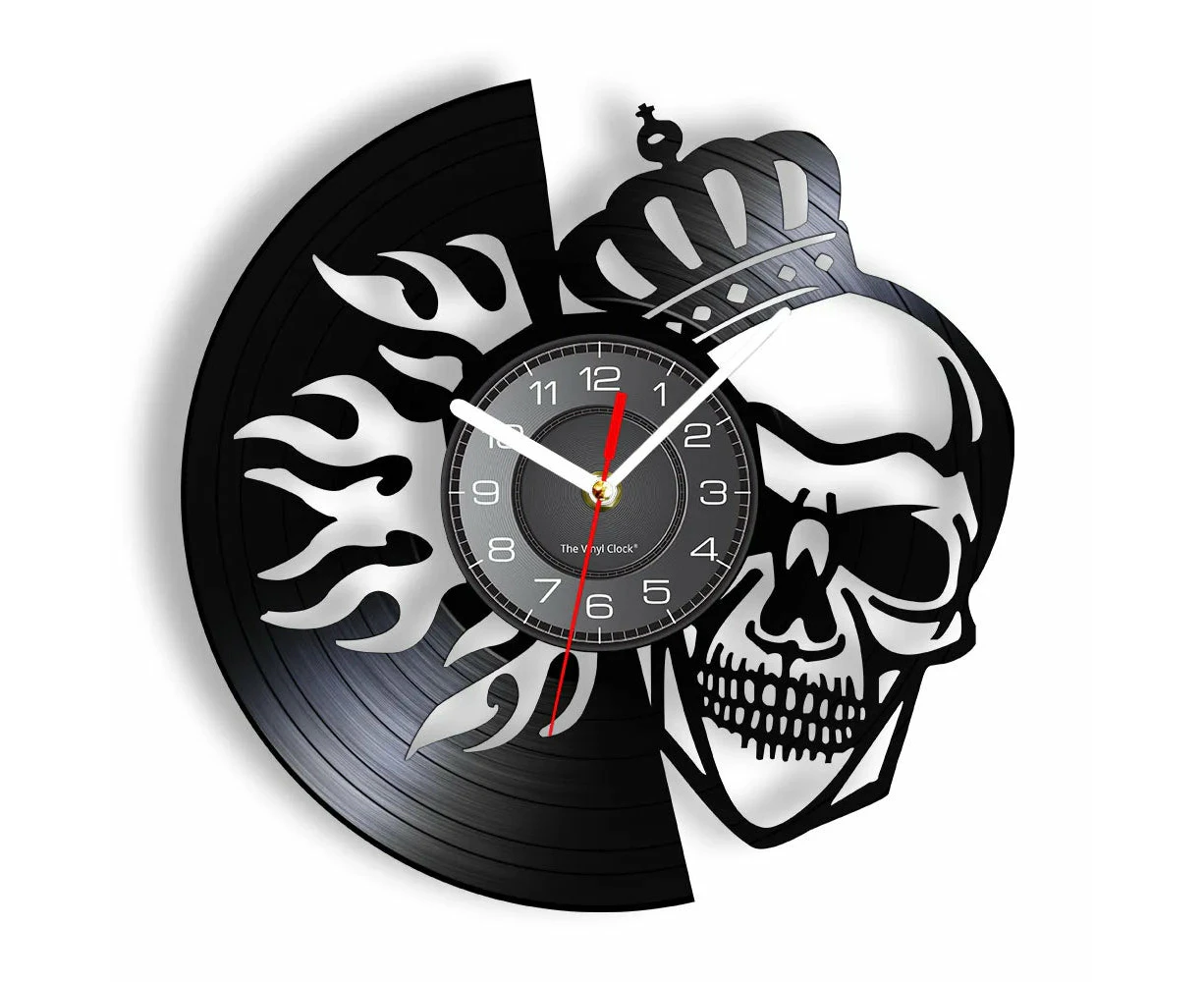 Royal Skull Crown Vinyl Record Wall Clock