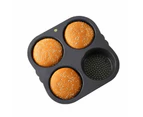 Baking pan baking tool with 4 holes for hamburger buns, heat-resistant round baking pan for home use