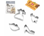 Baking pan cookie cutter set with skirts, high heels, lips and heart mouth cookie shapes