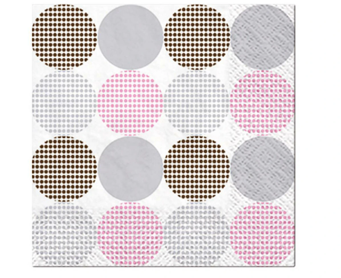 Paw Lunch Napkins 33x33cm Pack of 20 - Dotsy Dots Rosa