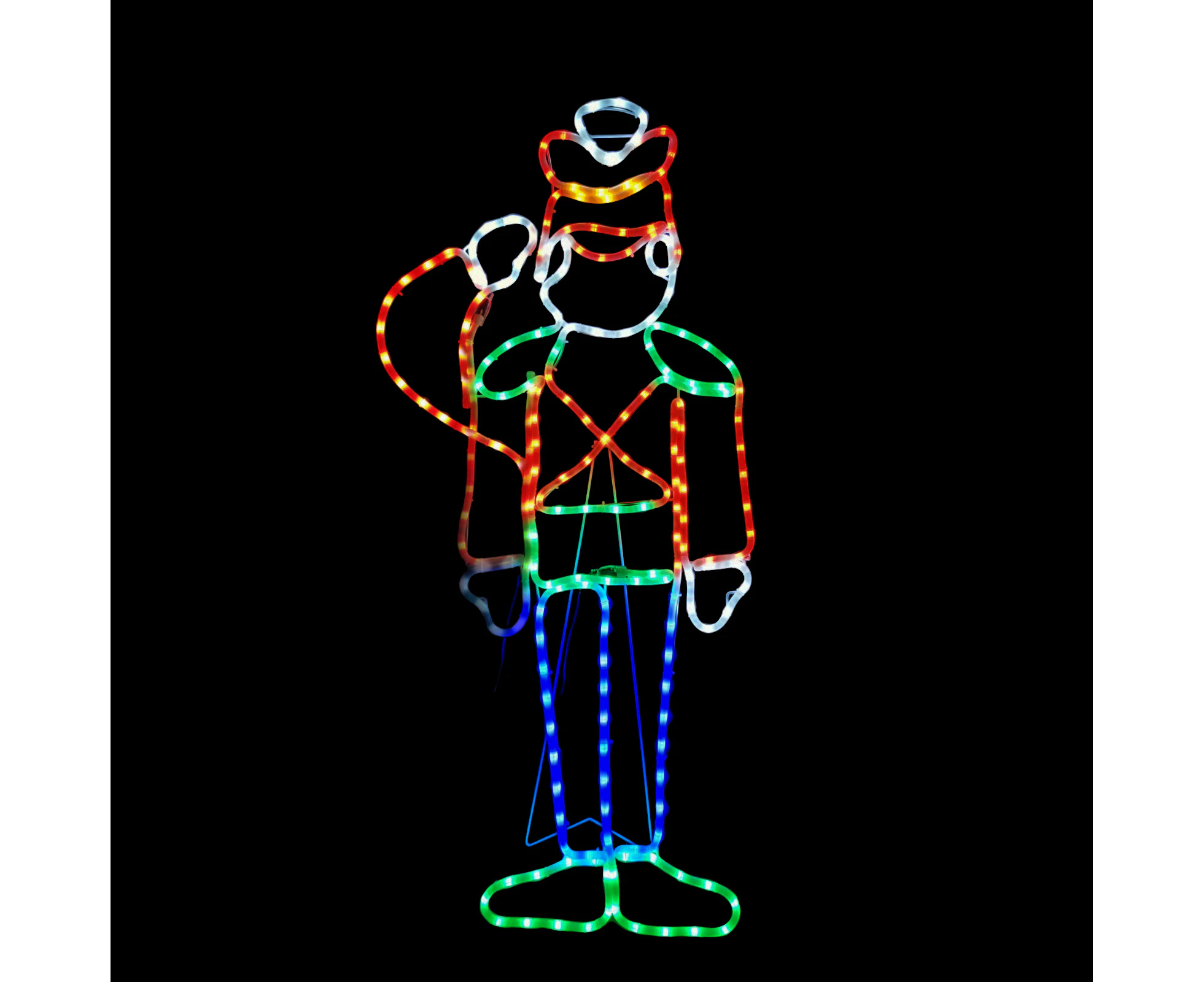 Christmas LED Motif Nutcracker Saluting 116x52cm Animated Arm Outdoor Decor Display