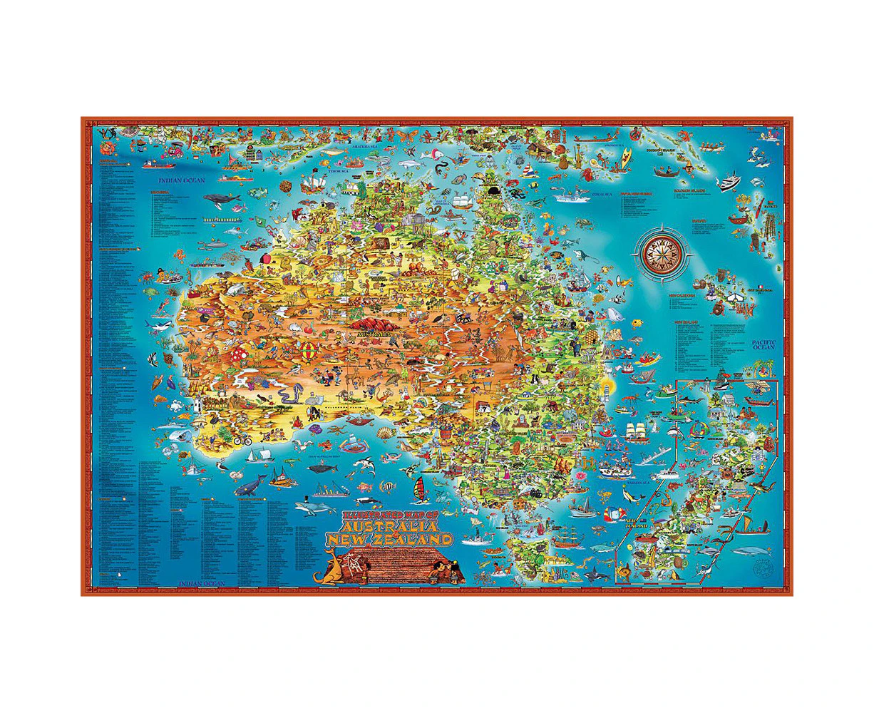 300pc Blue Opal Down Under Giant Map Jigsaw Puzzle Interactive Toy Playset 9+