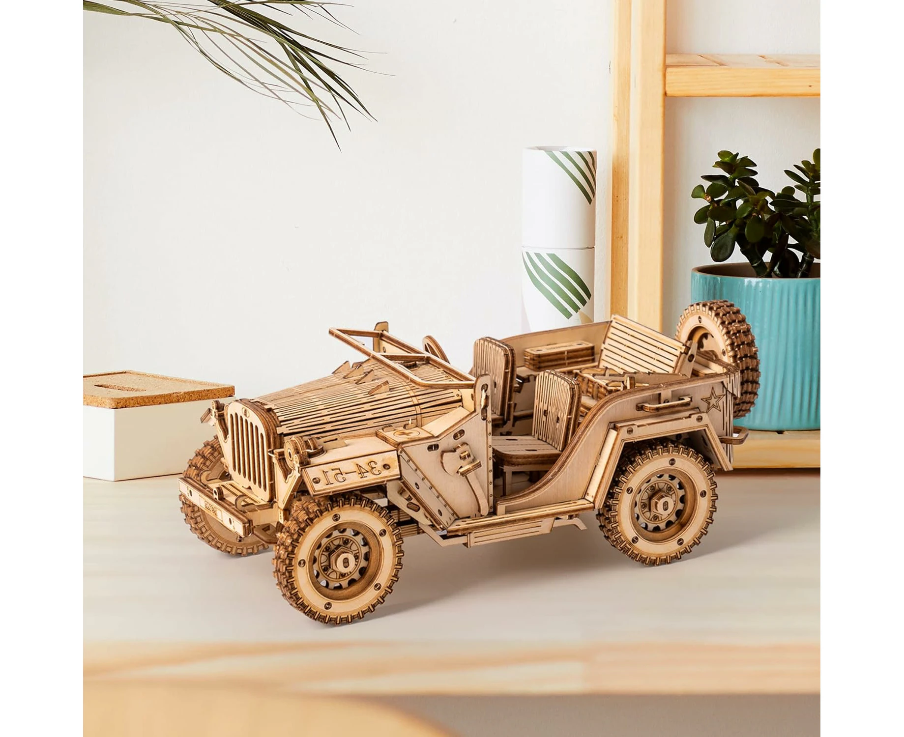 AVITONG 3D Wooden Puzzles, 369 Pieces, Christmas Gift, Mechanical Models Kit (Army Jeep)