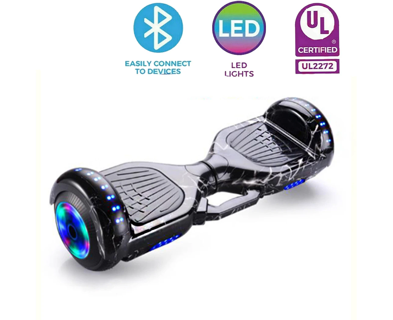 Electric Hoverboard Bluetooth Speaker Portable LED Self Balancing Scooter Black