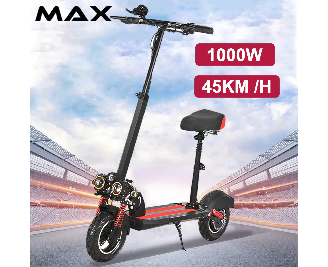 1000W Adult Electric Scooter Off Road 45km/h Foldable Commuter E-Bike with Seat