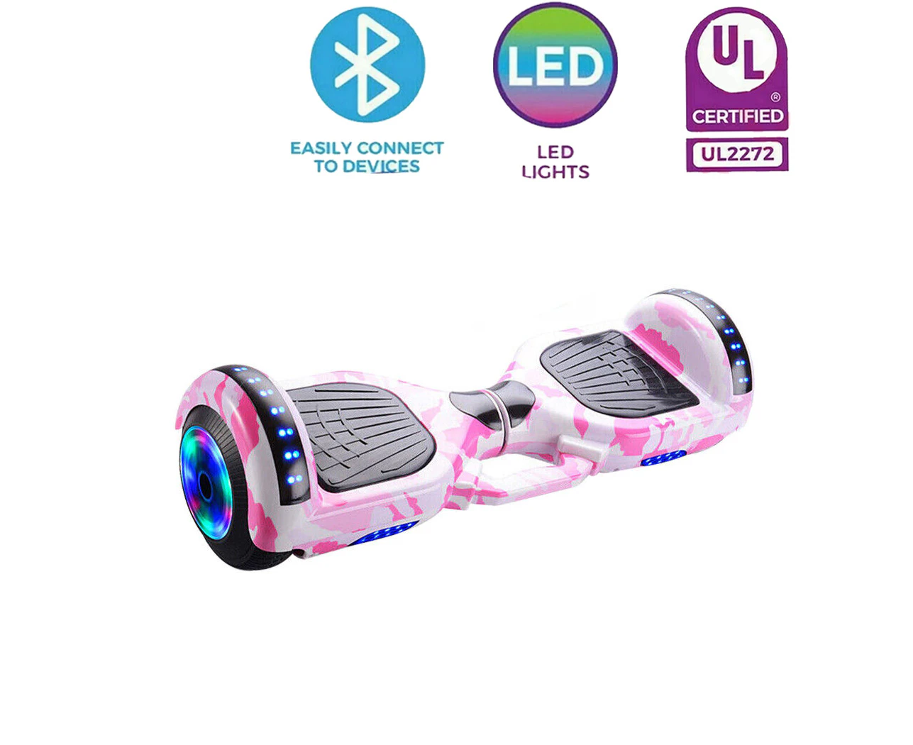 Electric Hoverboard Bluetooth Speaker Portable LED Self Balancing Scooter Pink