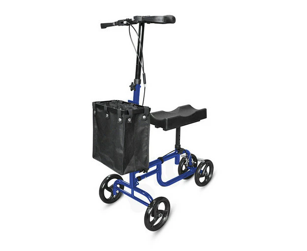 Foldable Knee Walker Scooters Alternative Crutches Wheelchair with Basket Blue